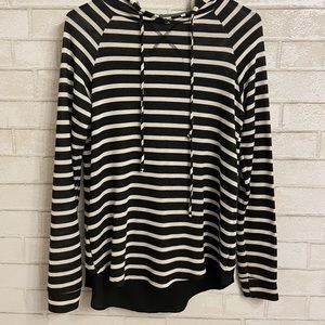 Striped Hooded Long-sleeve Blouse